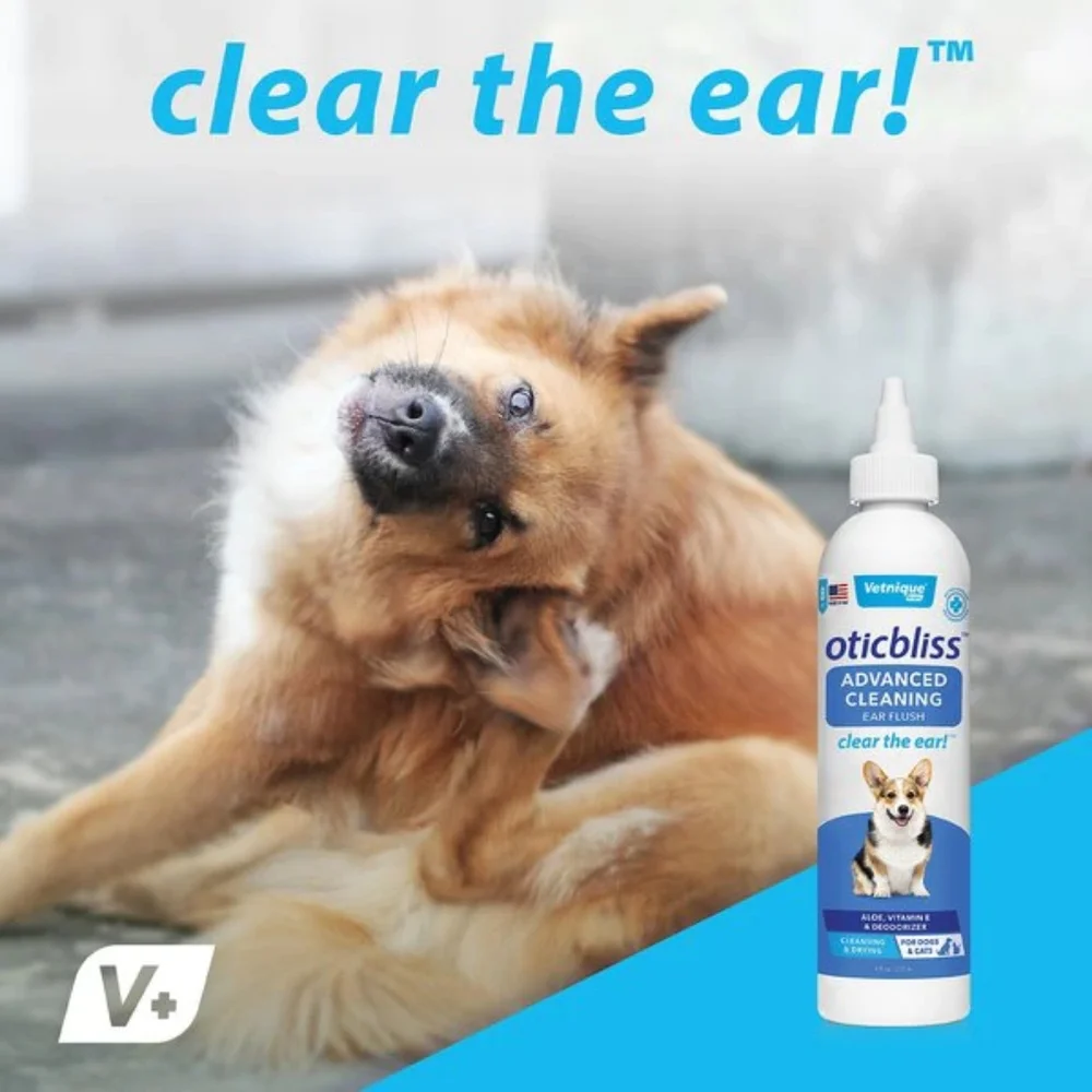 Vetnique Labs Oticbliss Ear Flush Advanced Cleaning Dog/Cat Medicated Ear Rinse
